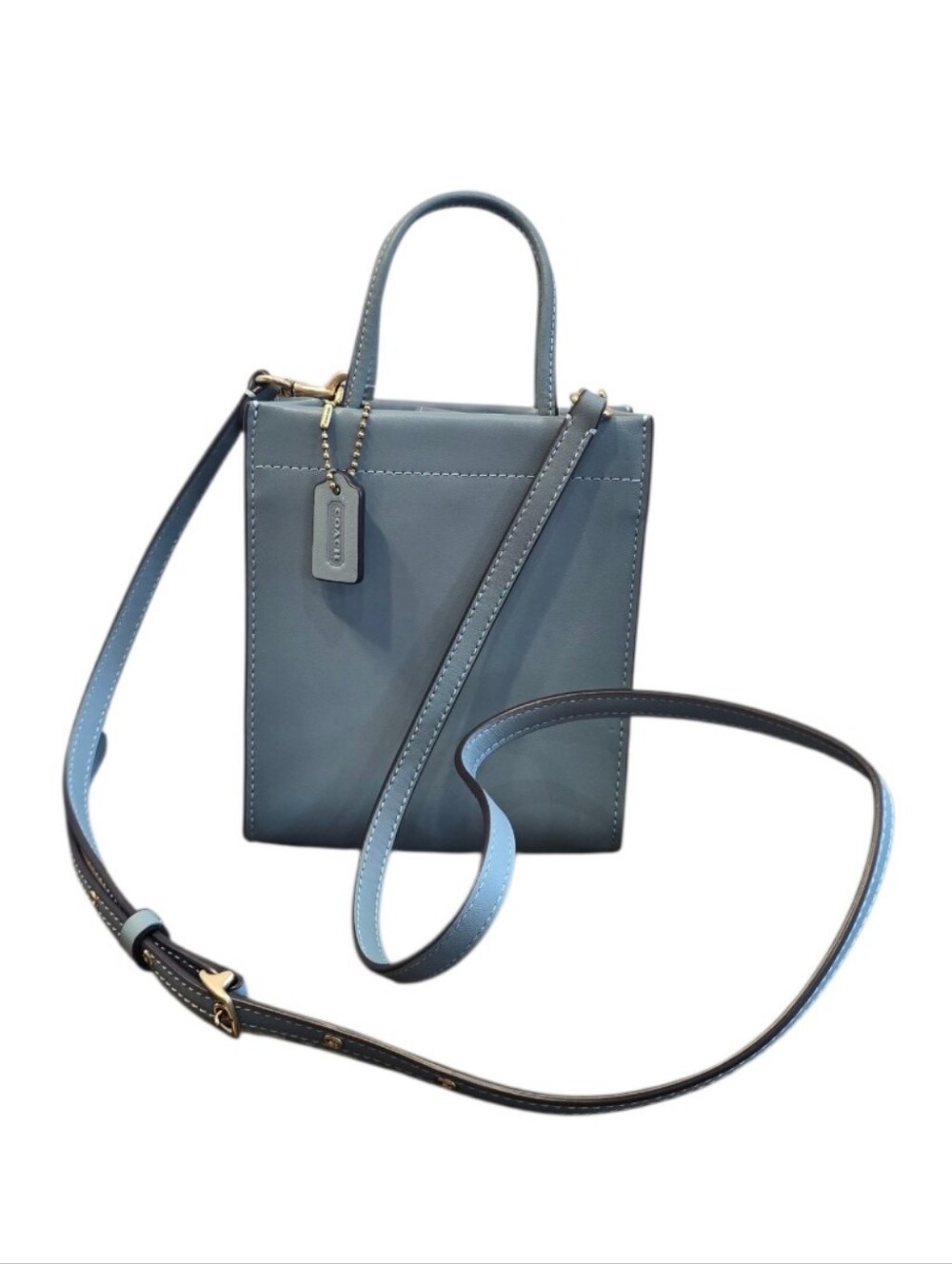 Coach Cashin Sage Green Blue Mini Crossbody Tote - Picture 2 of 14